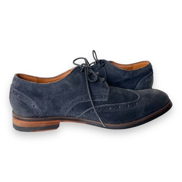 Clarks Exton Cushion Plus Blue Suede Leather Wingtip Lace Up Mens Oxford Loafers - Picture 11 of 12
